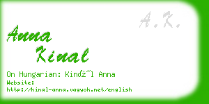 anna kinal business card